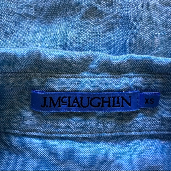 J. McLaughlin 100% Linen Button Down Shirt Blue XS - Picture 5 of 7